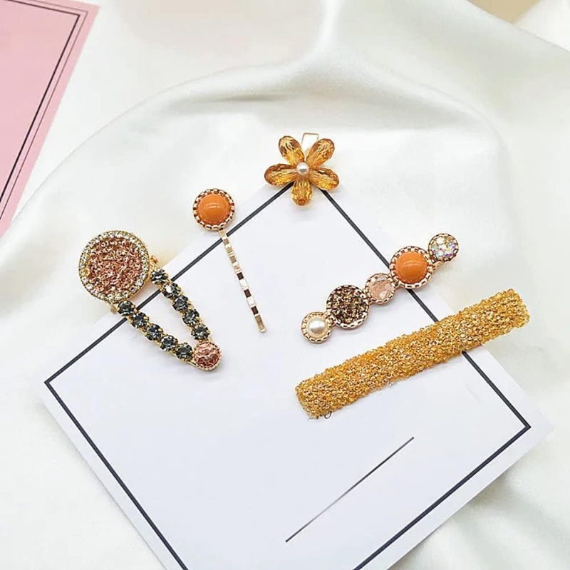 Sweet Pearl & Rhinestone Hair Clips (5 pcs)